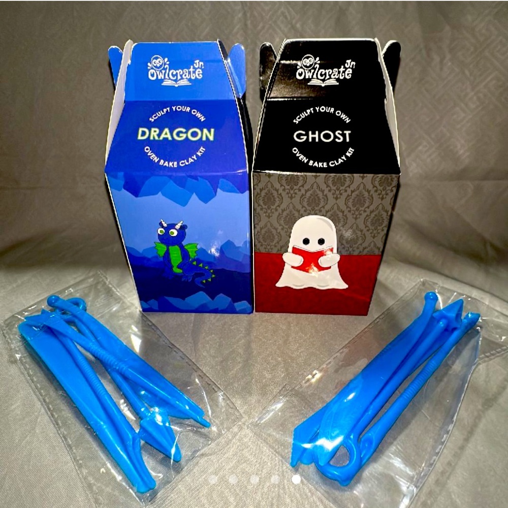 Owlcrate jrs create your own clay dragon and ghost.